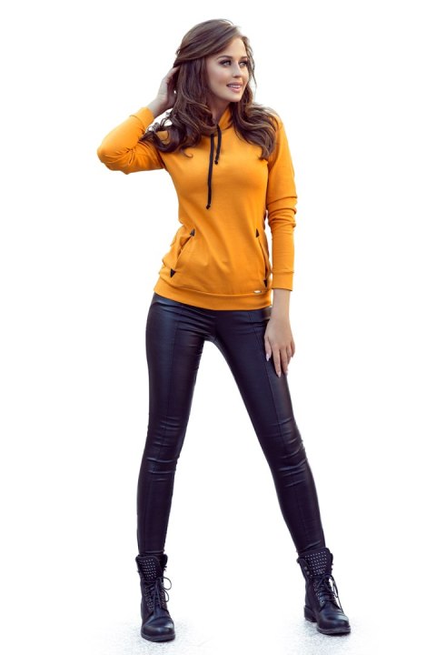 262-1 Bluza z kapturem i kieszonkami - kolor musztardowy 262-1 Bluza z kapturem i kieszonkami - kolor musztardowy