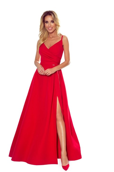 299-1 CHIARA elegancka maxi suknia na ramiączkach - CZERWONA 299-1 CHIARA elegancka maxi suknia na ramiączkach - CZERWONA